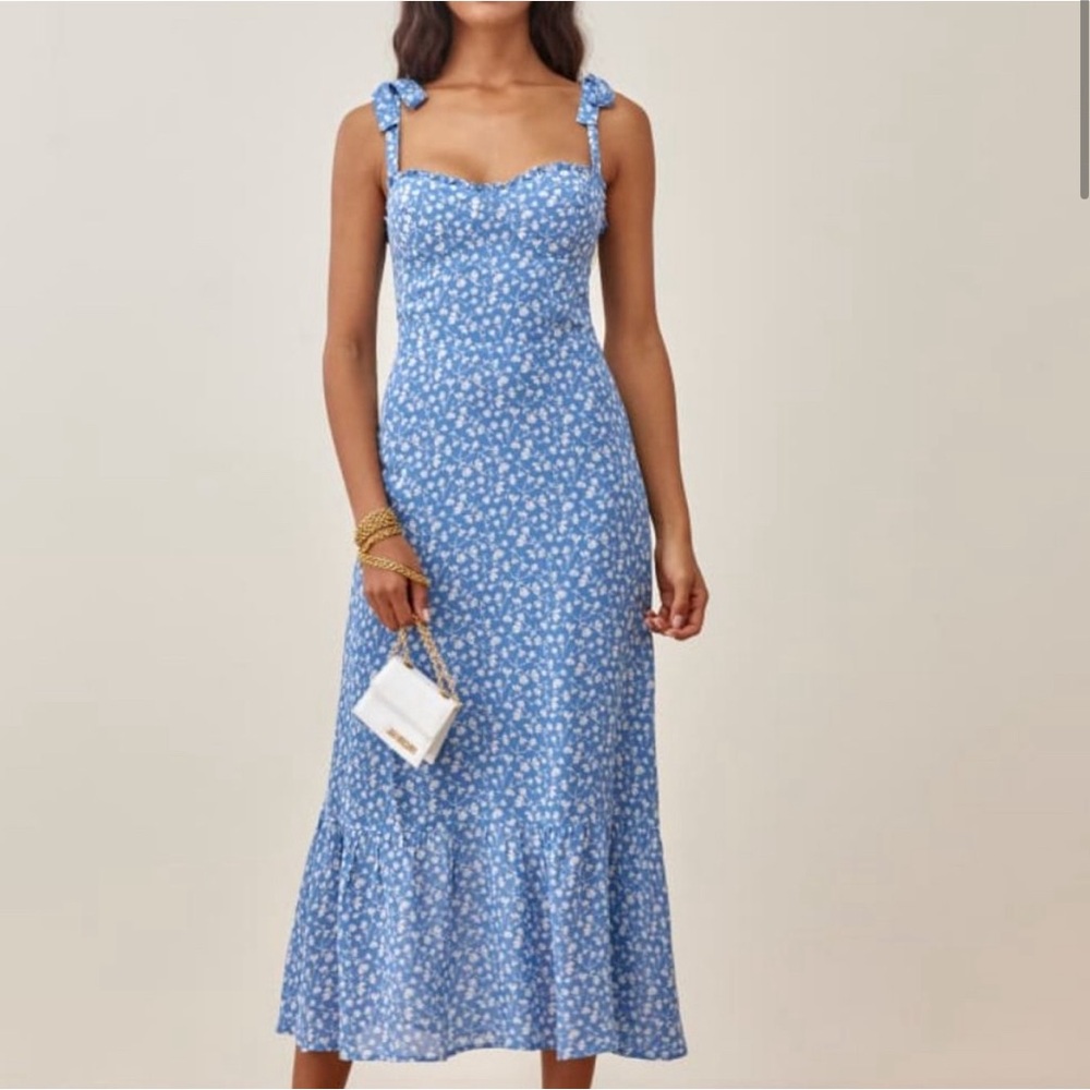 Nikita blue and white floral midi dress